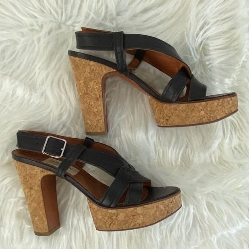 Lanvin Leather Platform Crossover Sandals - Size 9